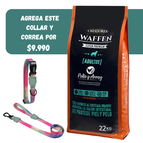 Waffen adulto mascada normal 22 kls + Collar S y Correa Zeedog S (Ref.$10.990 + $13.900)